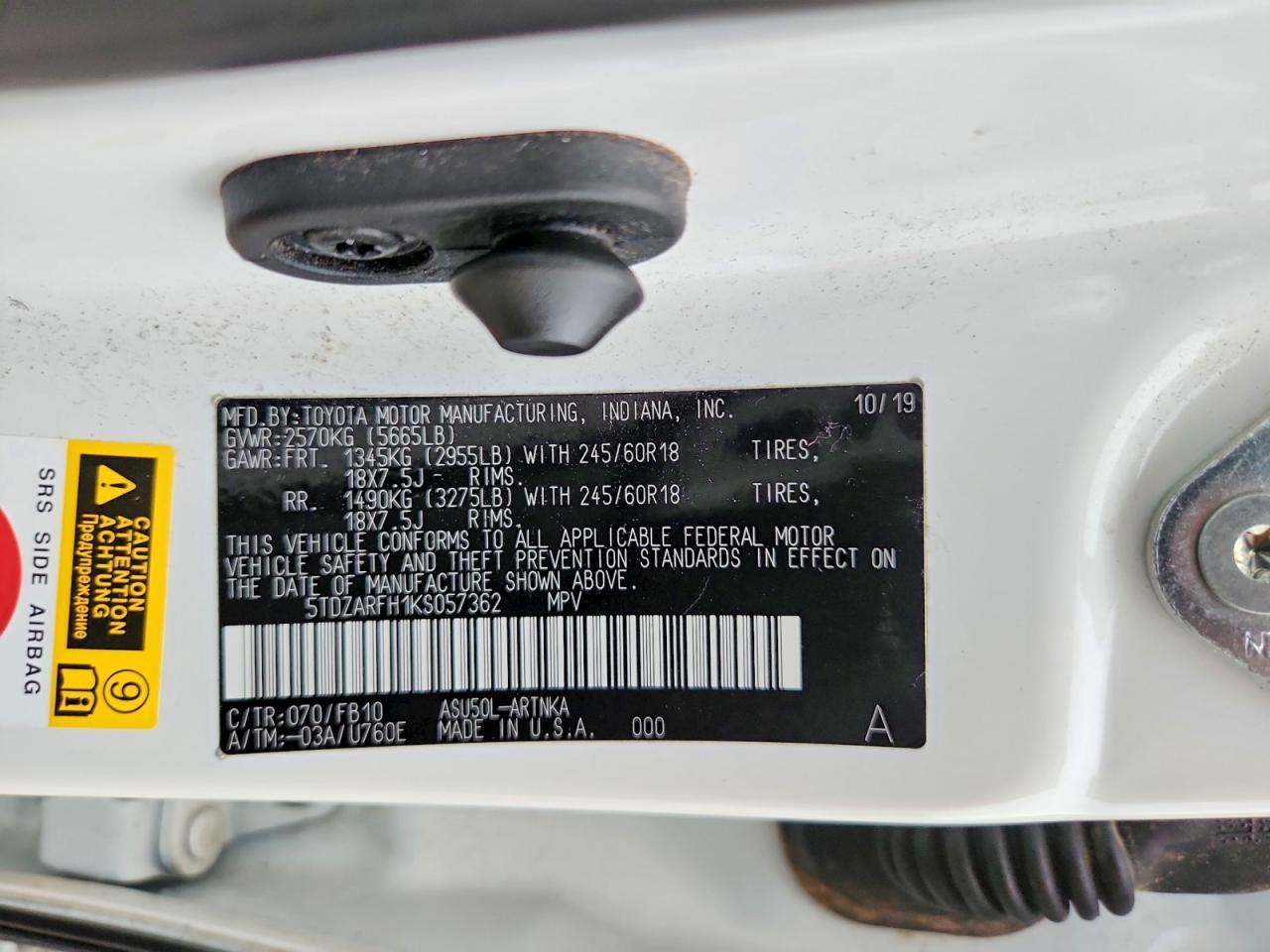 2019 Toyota Highlander Le - zdjęcie 13