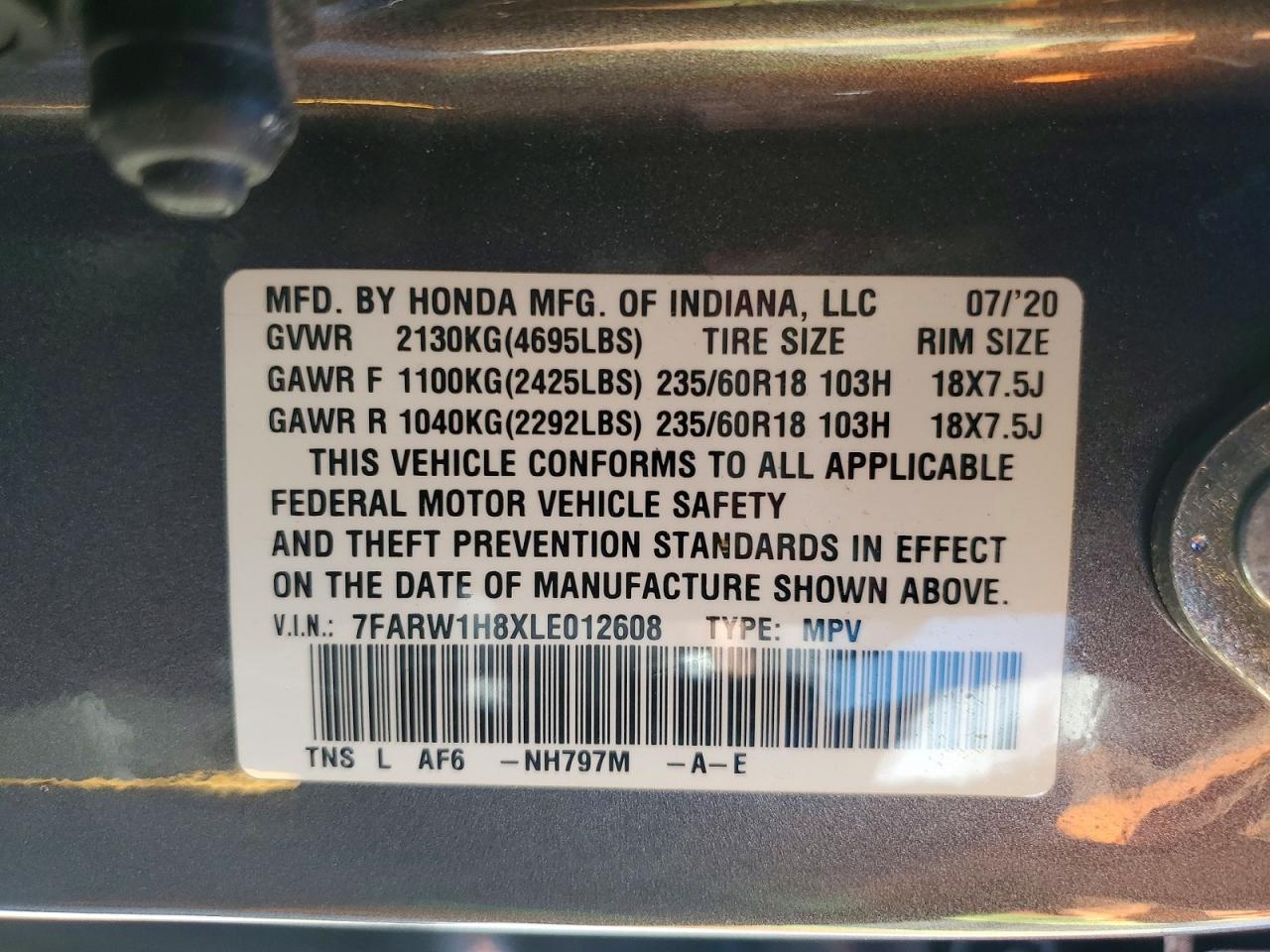 2020 Honda Cr-V Exl - zdjęcie 13