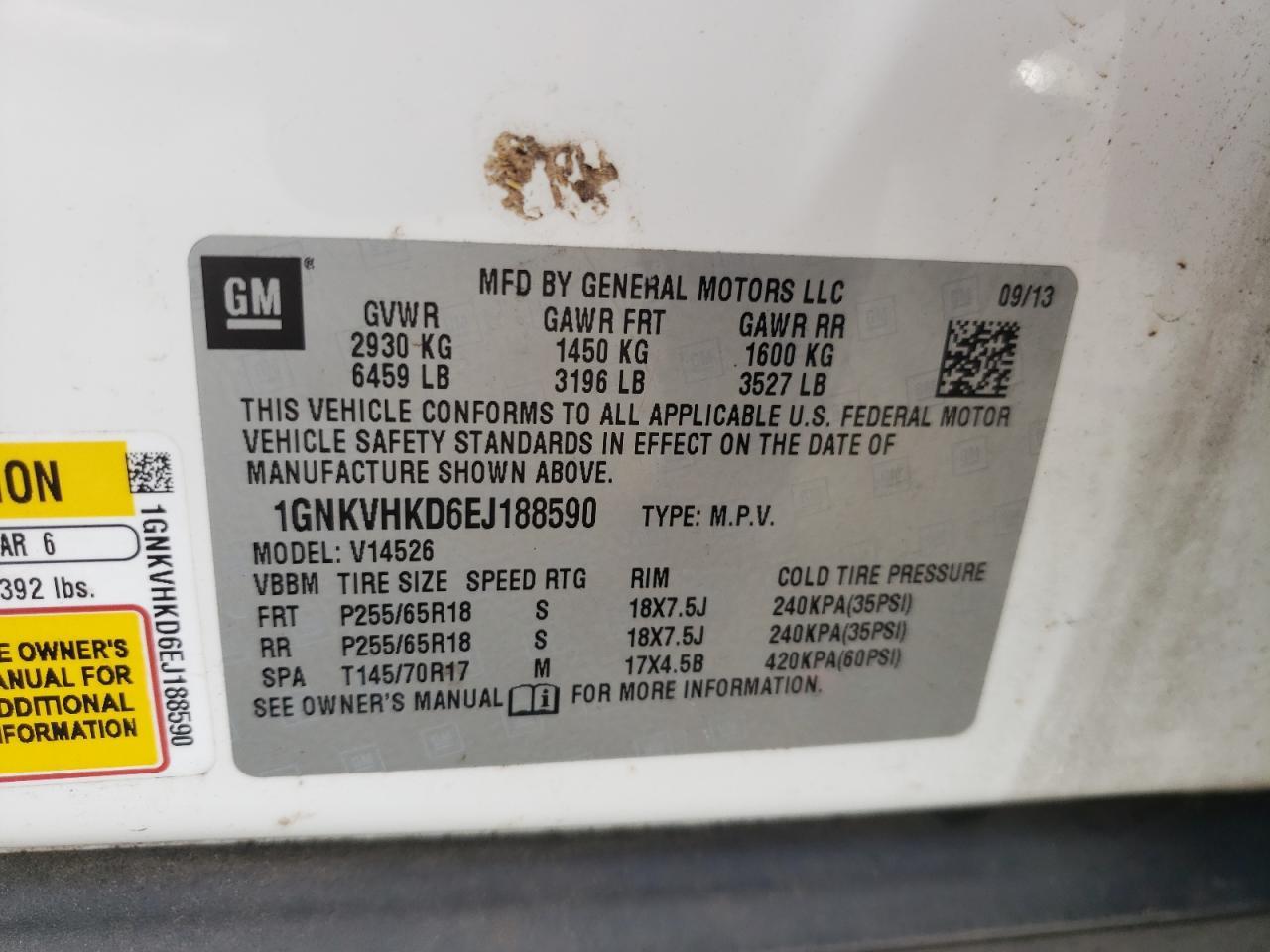 2014 Chevrolet Traverse Lt - zdjęcie 13