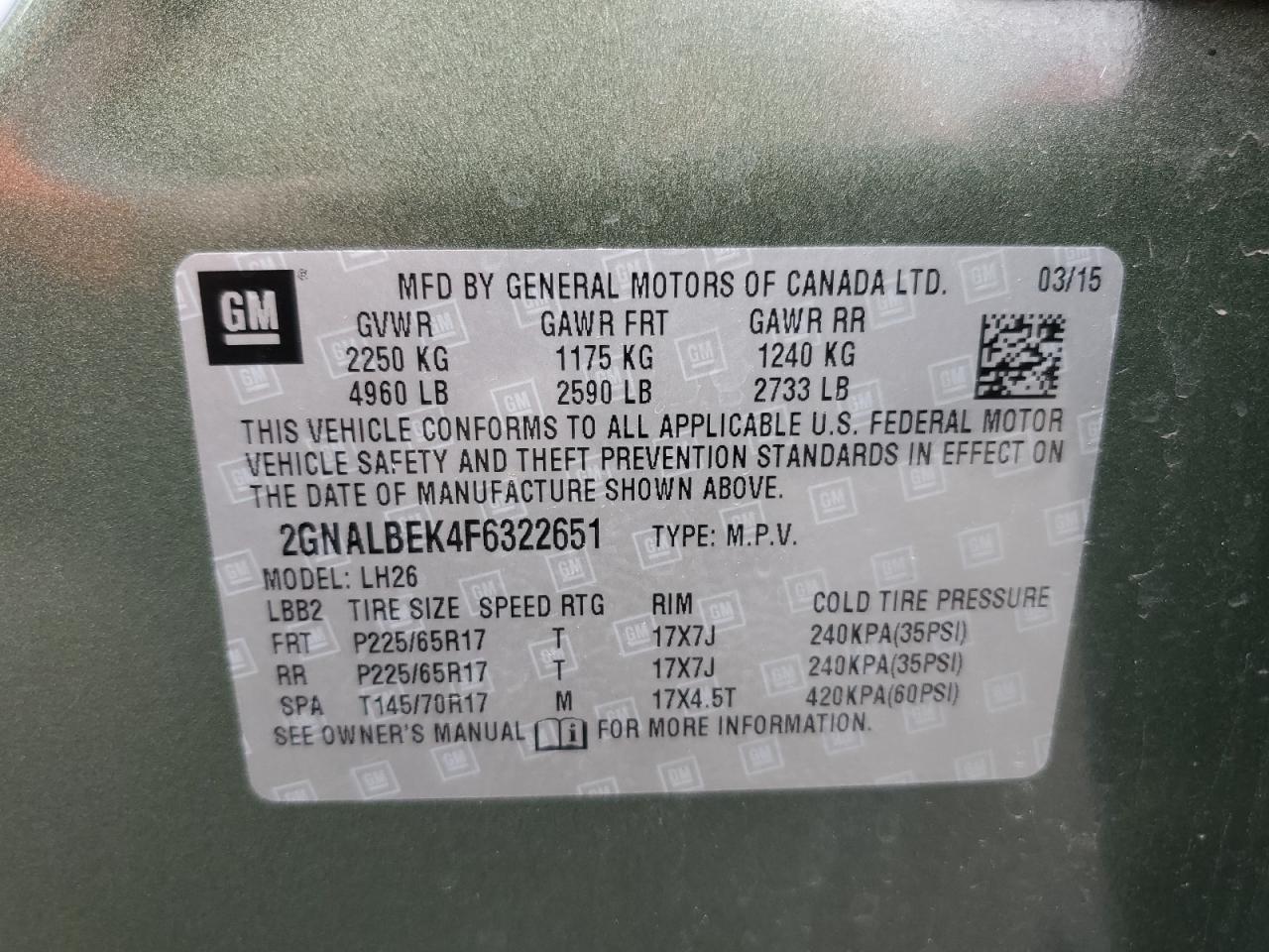 2015 Chev Equinox Lt - zdjęcie 12