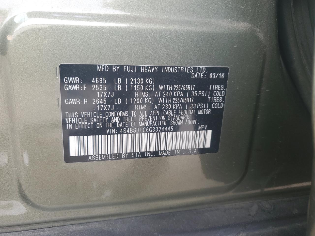 2016 Subaru Outback - zdjęcie 12