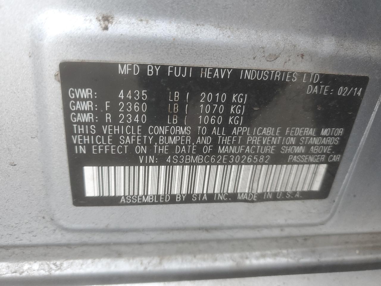 2014 Subaru Legacy 2.5I Premium - zdjęcie 12