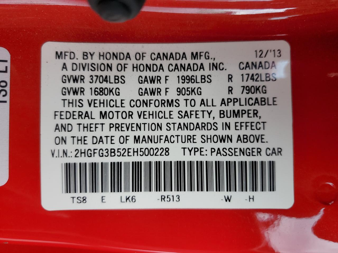 2014 Honda Civic Lx - zdjęcie 13