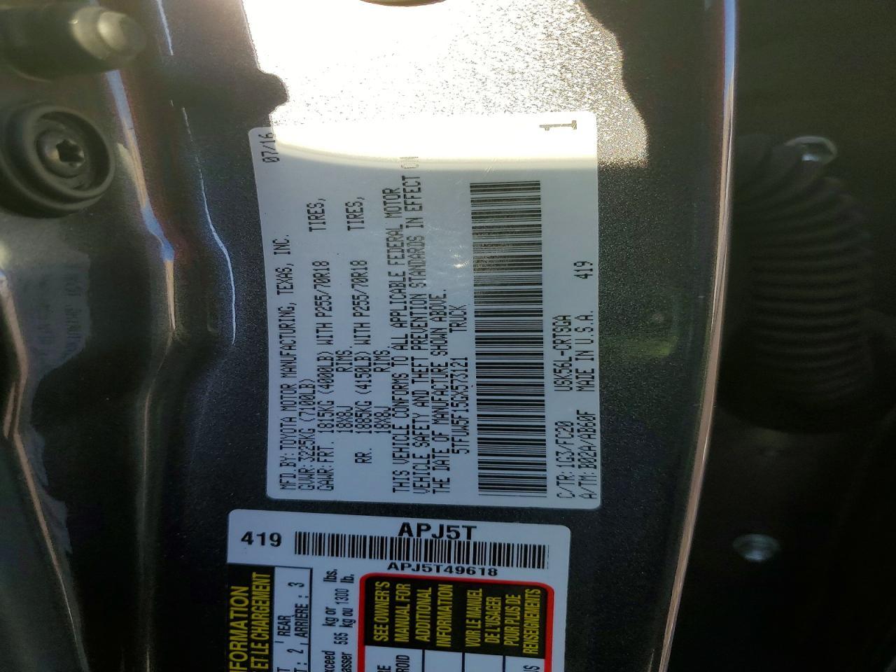2016 Toyota Tundra Sr5 - zdjęcie 12