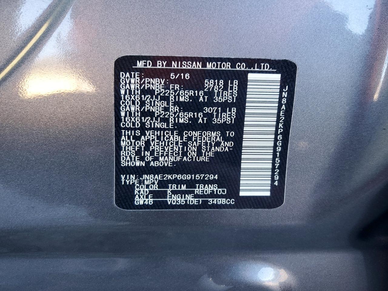 2016 Nissan Quest 3.5 S - zdjęcie 13