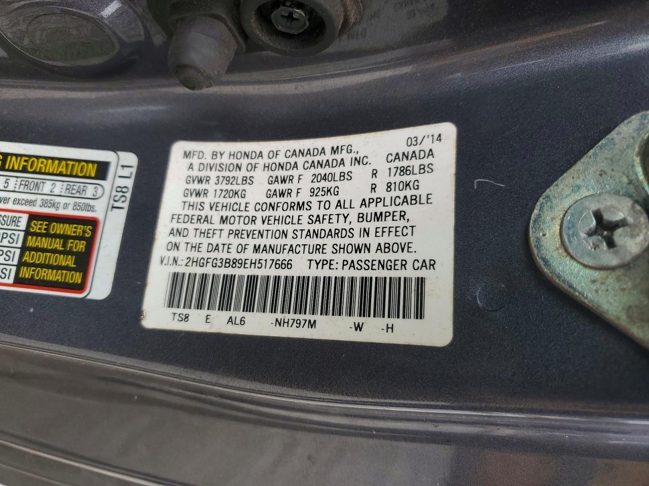 2014 Honda Civic Ex - zdjęcie 12