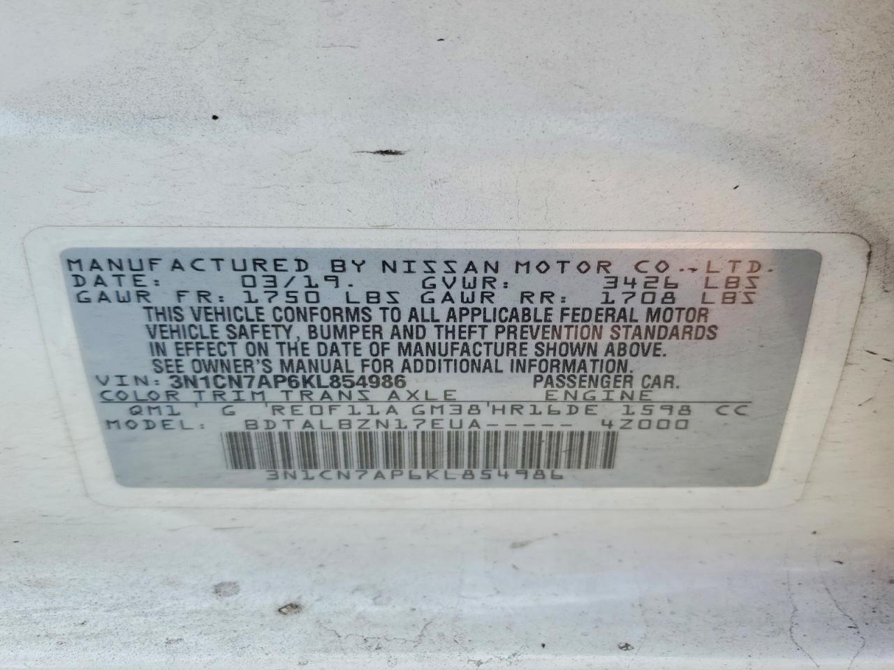 2019 Nissan Versa Sv - zdjęcie 12