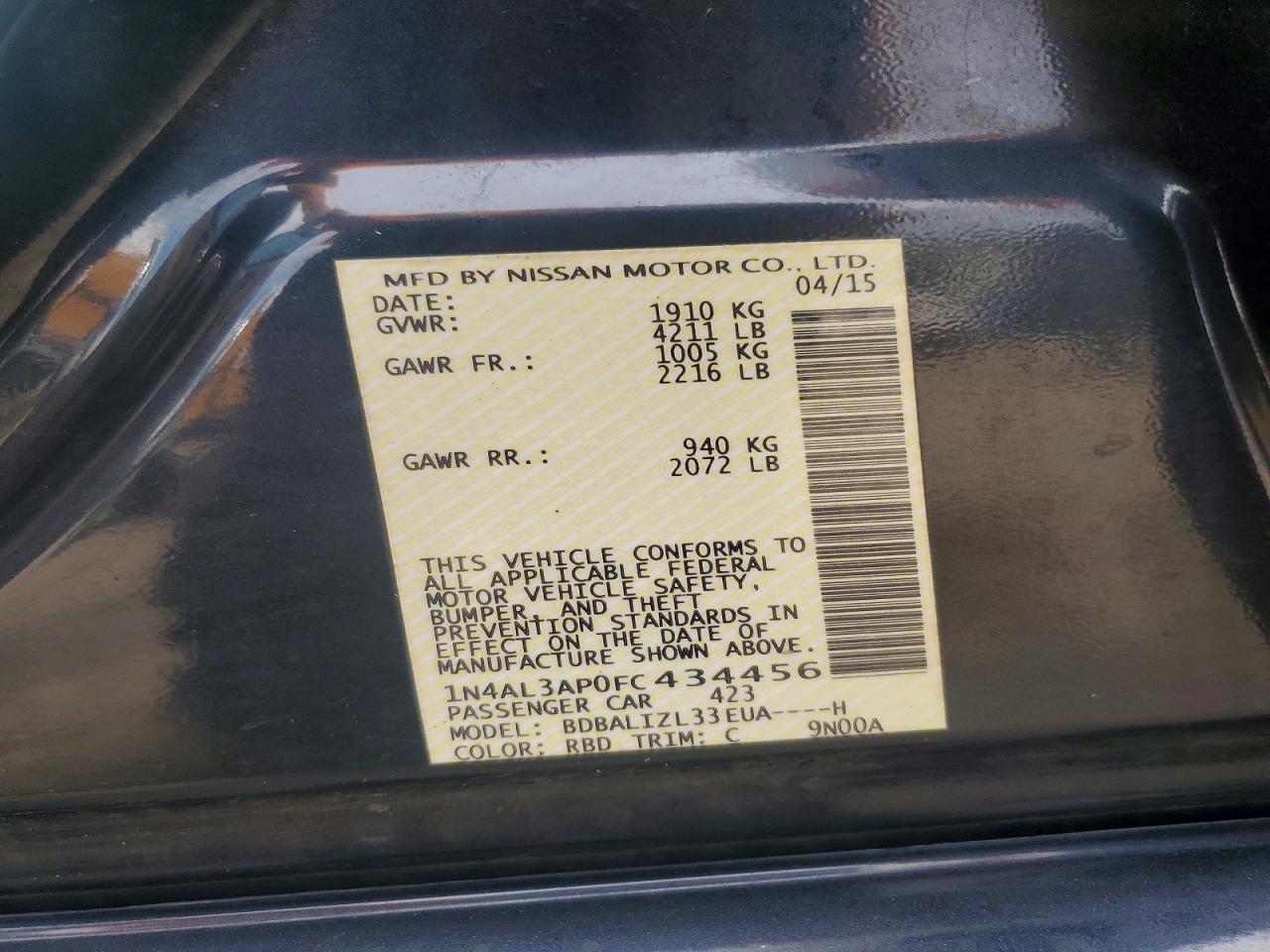 2015 Nissan Altima 2.5 Sv - zdjęcie 12