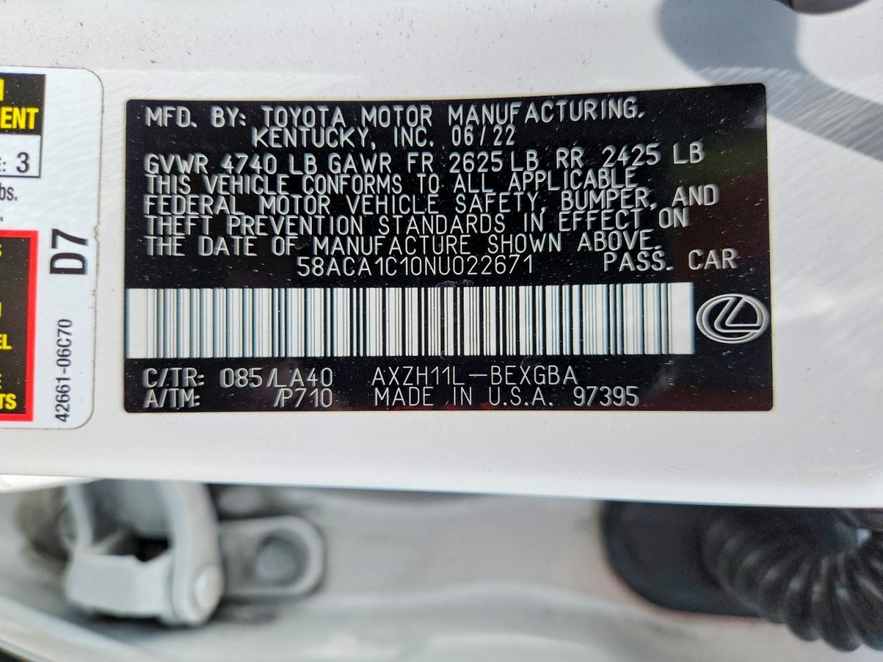 2022 Lexus Es 300H Base - zdjęcie 13