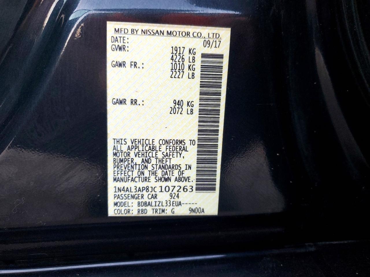 2018 Nissan Altima 2.5 Sv - zdjęcie 12