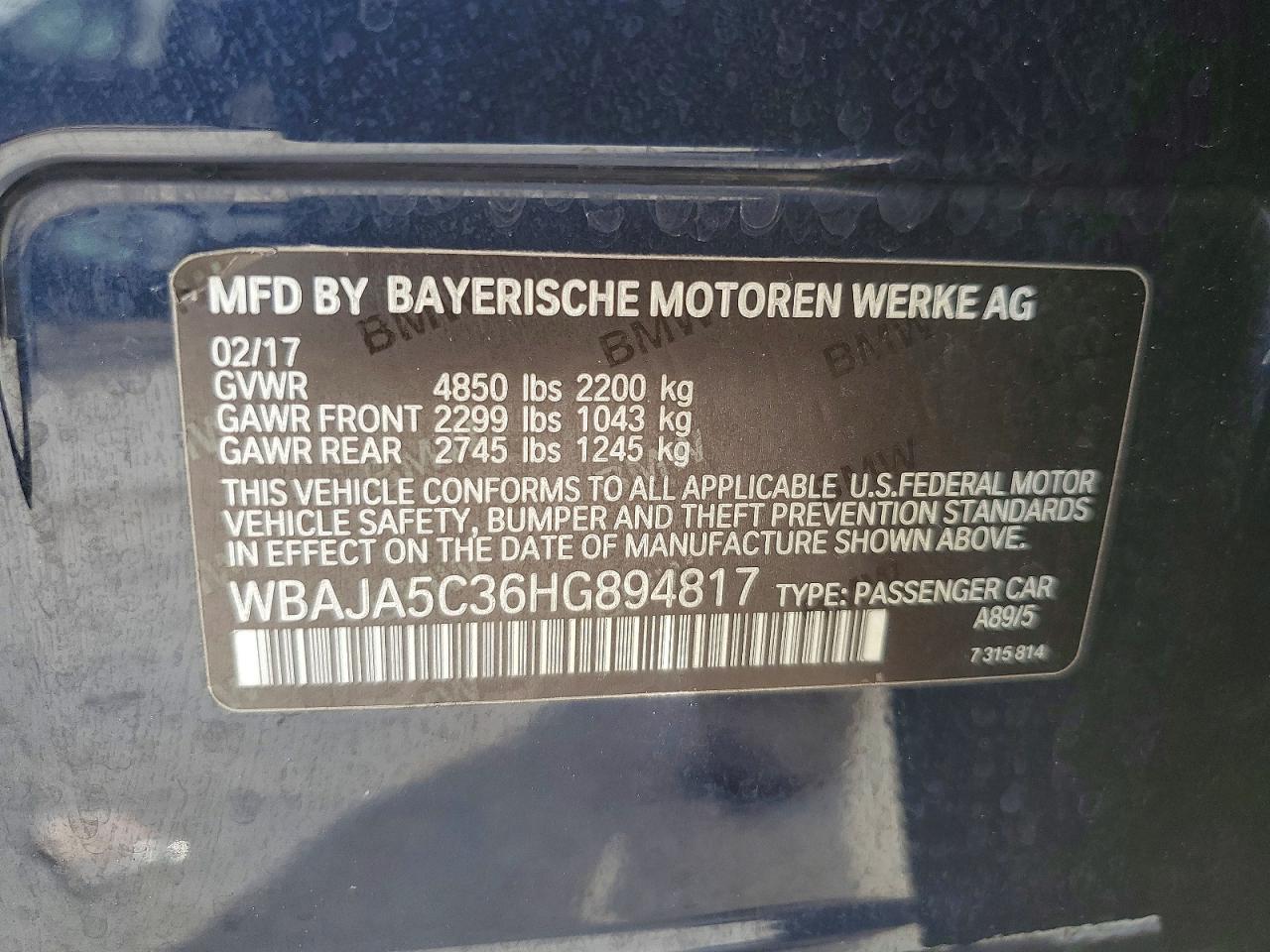 2017 BMW 530 I - zdjęcie 12