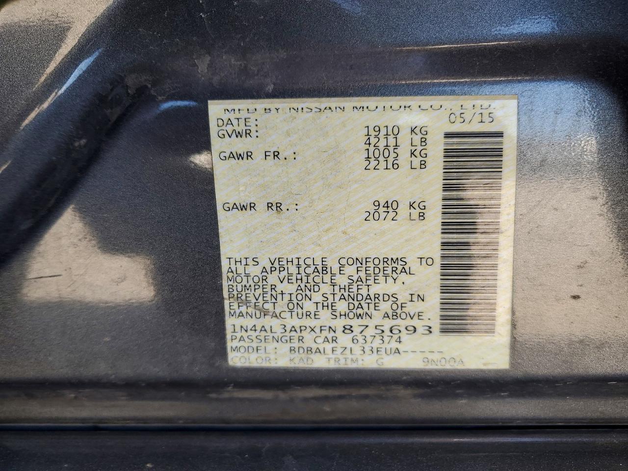 2015 Nissan Altima 2.5 S - zdjęcie 12