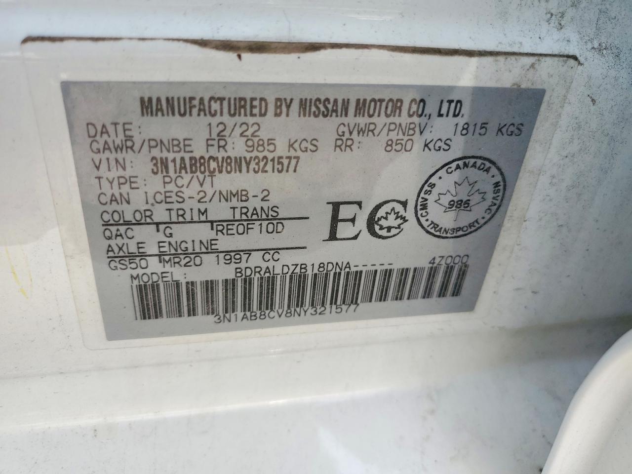 2022 Nissan Sentra Sv - zdjęcie 12