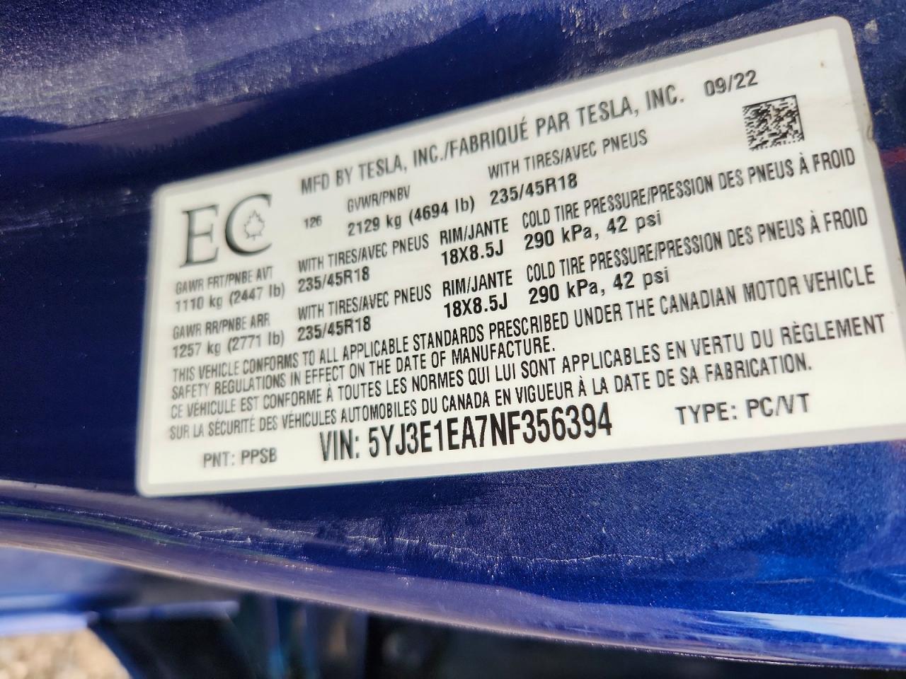 2022 Tesla Model 3 - zdjęcie 13