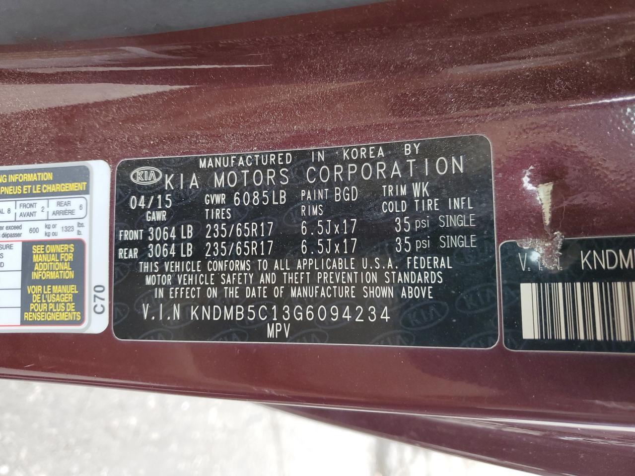 2016 Kia Sedona Lx - zdjęcie 13