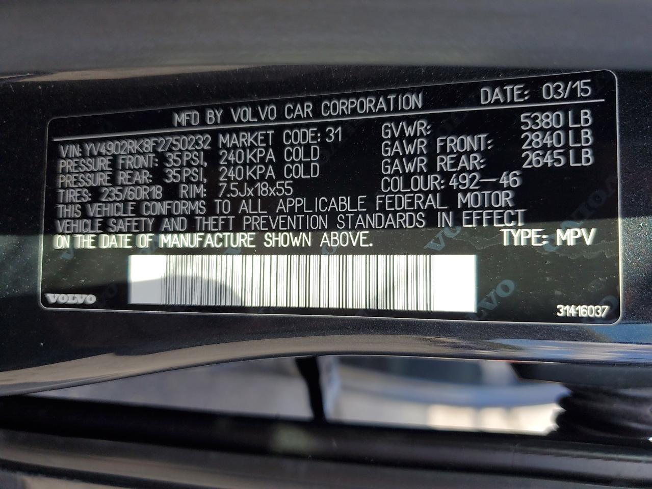 2015 Volvo XC60 - zdjęcie 13