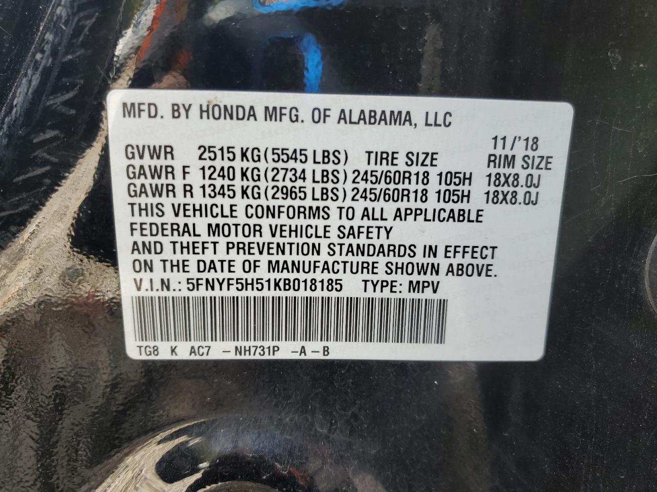 2019 Honda Pilot Exl - zdjęcie 13