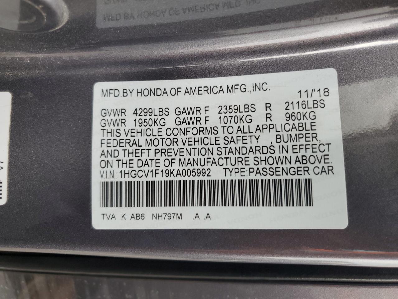 2019 Honda Accord - zdjęcie 12