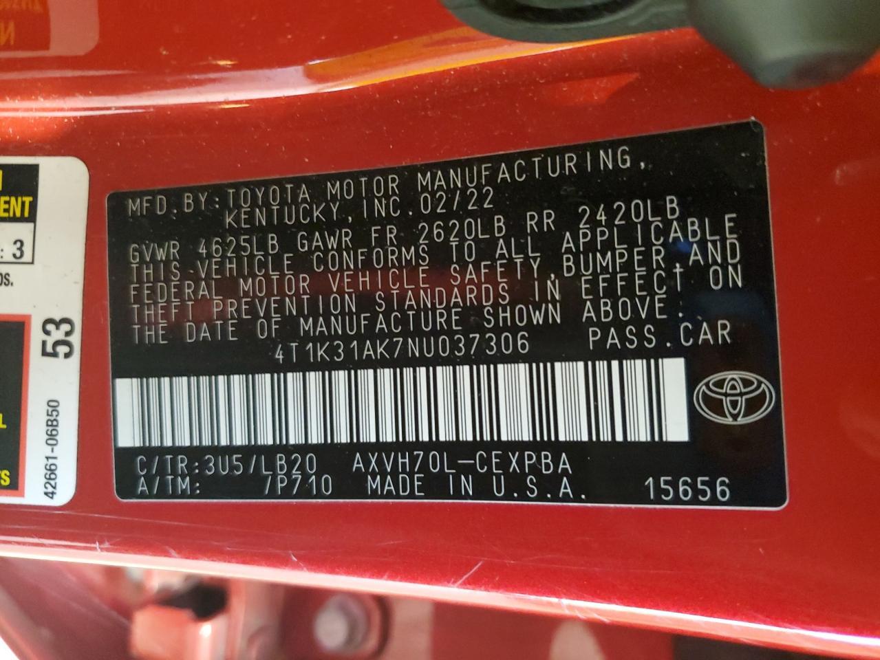 2022 Toyota Camry - zdjęcie 12