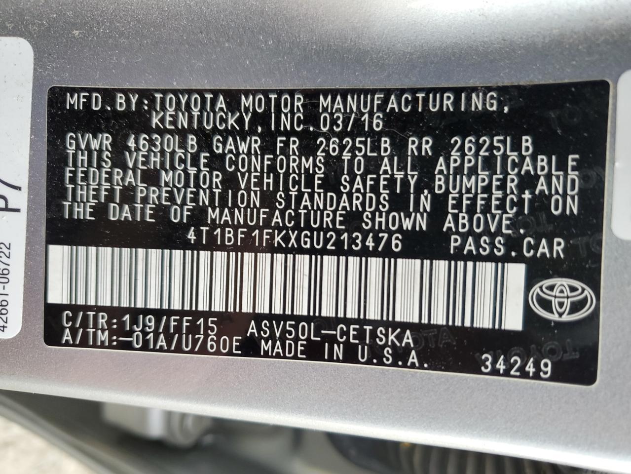 2016 Toyota Camry Le - zdjęcie 12