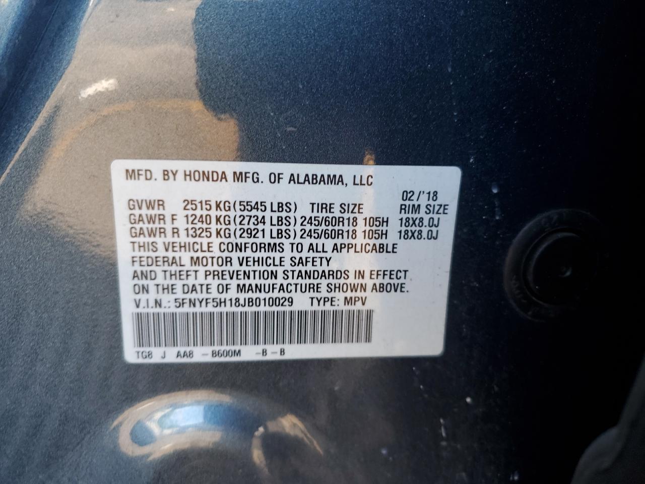 2018 Honda Pilot Lx - zdjęcie 13