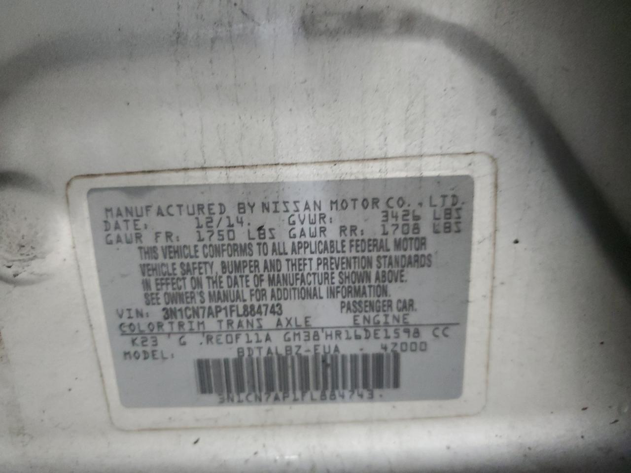 2015 Nissan Versa 1.6 Sv - zdjęcie 13