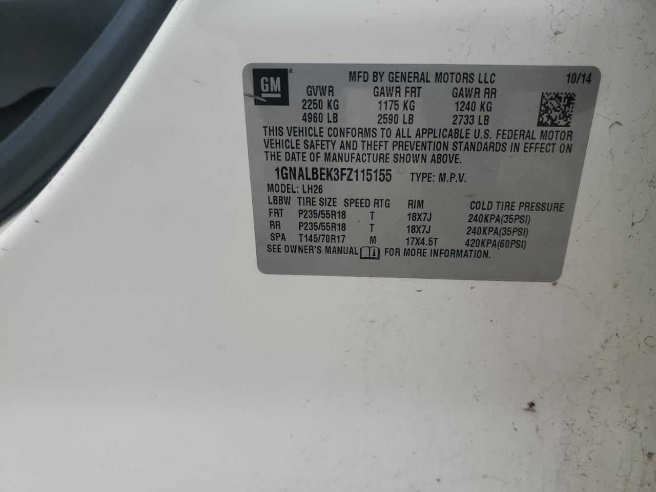 2015 Chevrolet Equinox Lt - zdjęcie 13