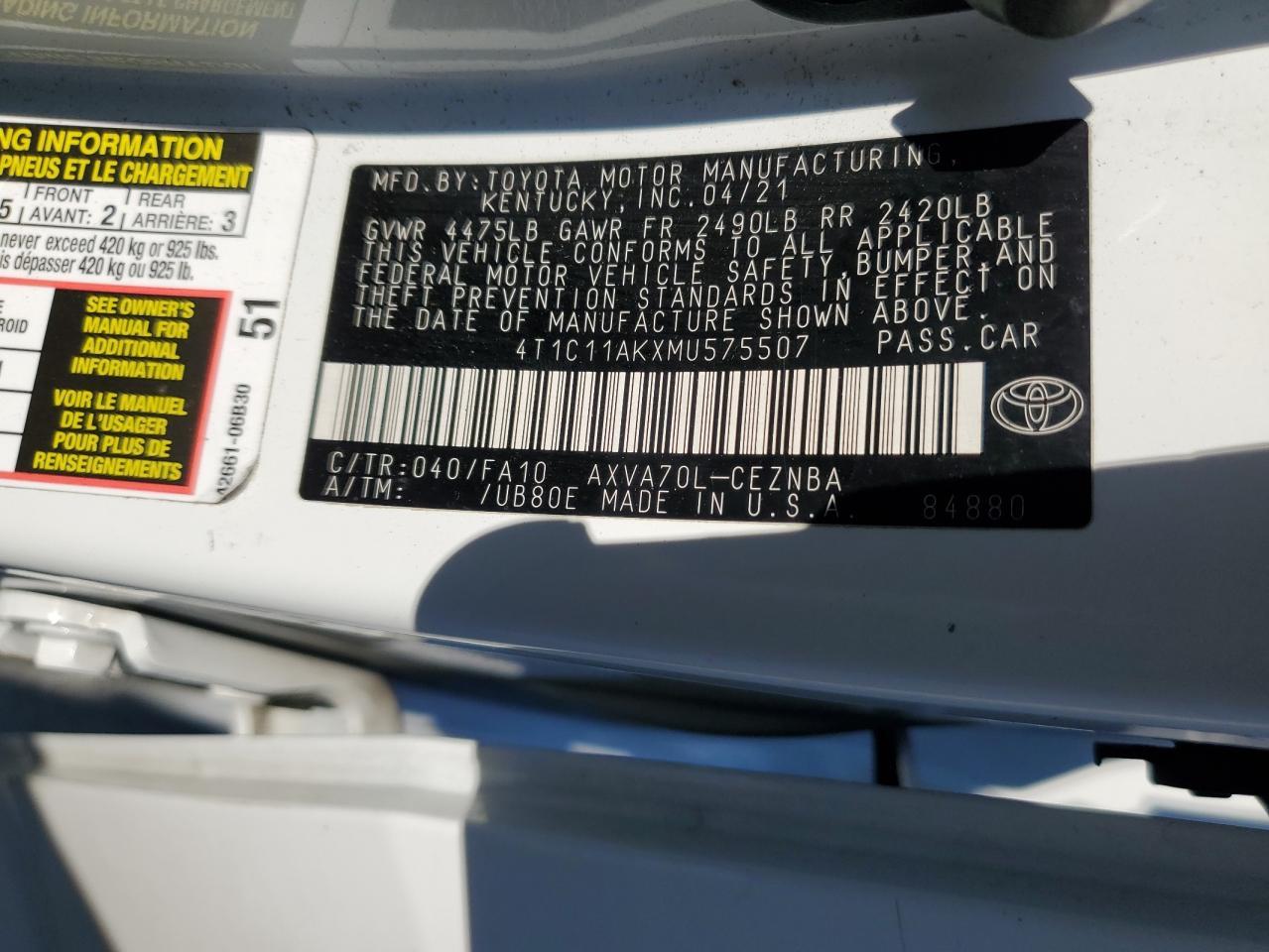 2021 Toyota Camry - zdjęcie 12