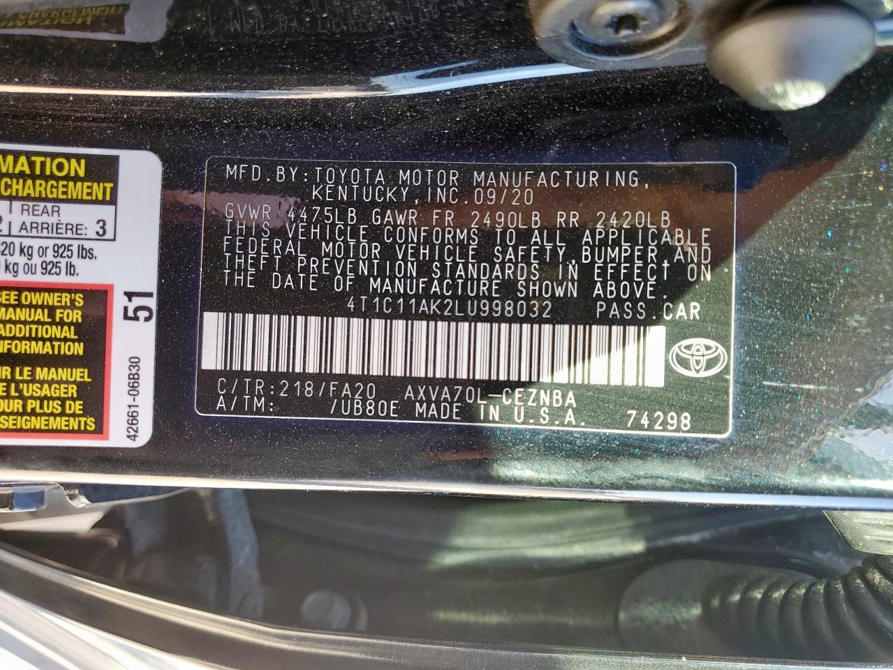 2020 Toyota Camry - zdjęcie 13