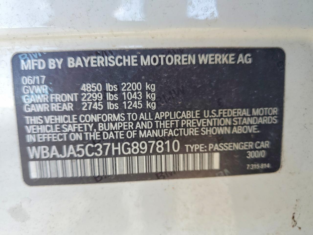 2017 BMW 530 I - zdjęcie 12