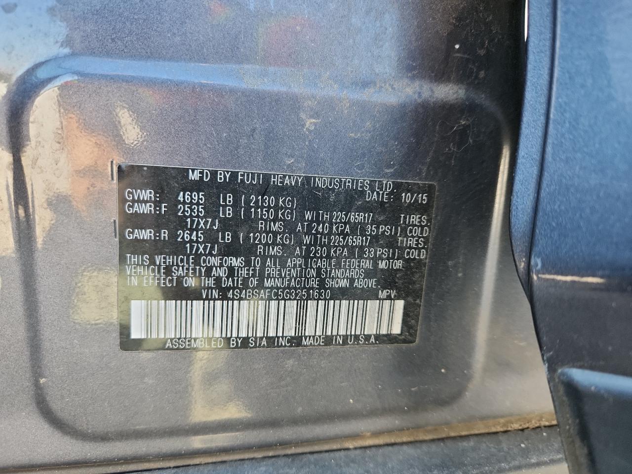 2016 Subaru Outback 2.5I Premium - zdjęcie 12