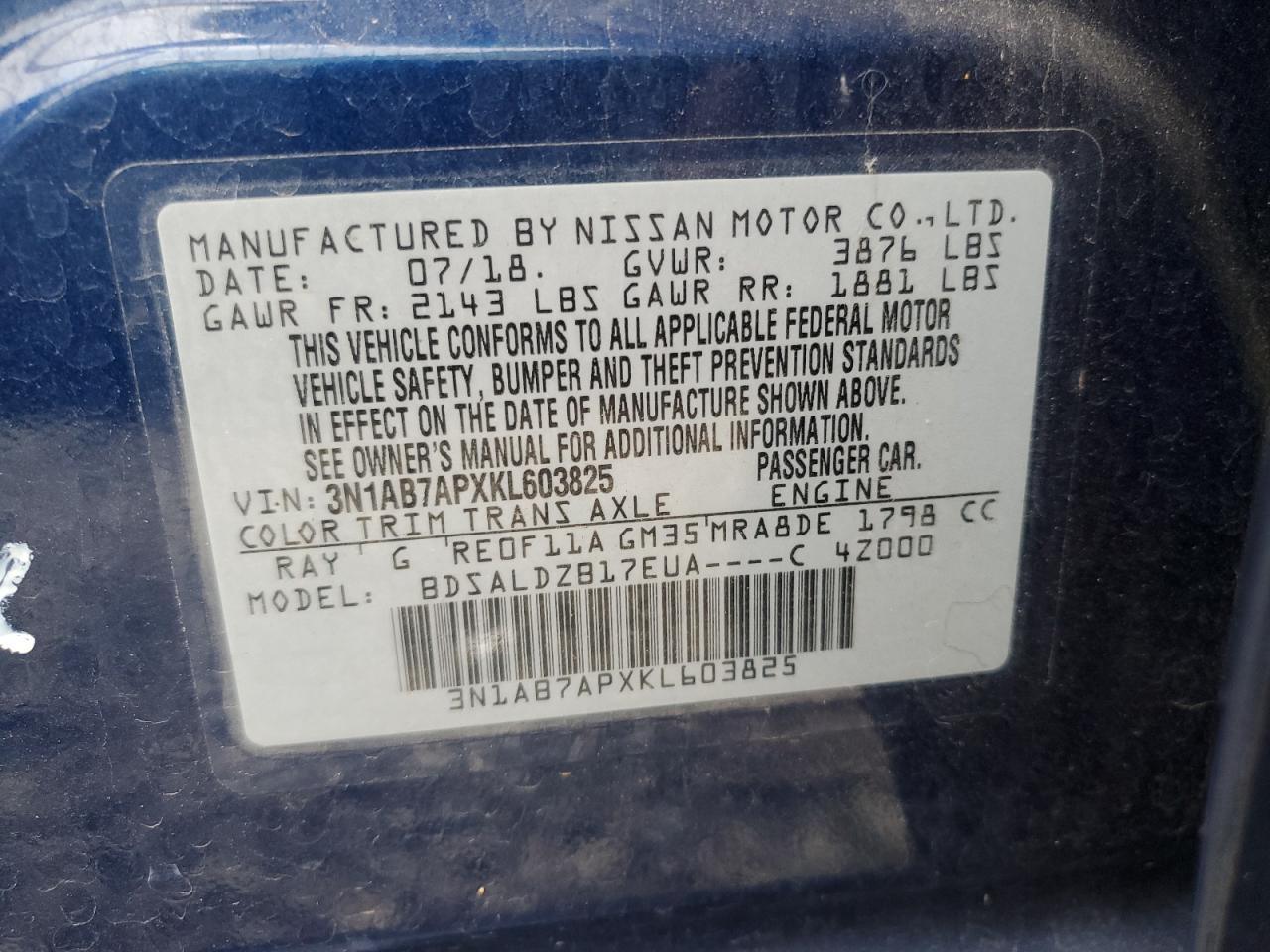 2019 Nissan Sentra S - zdjęcie 12