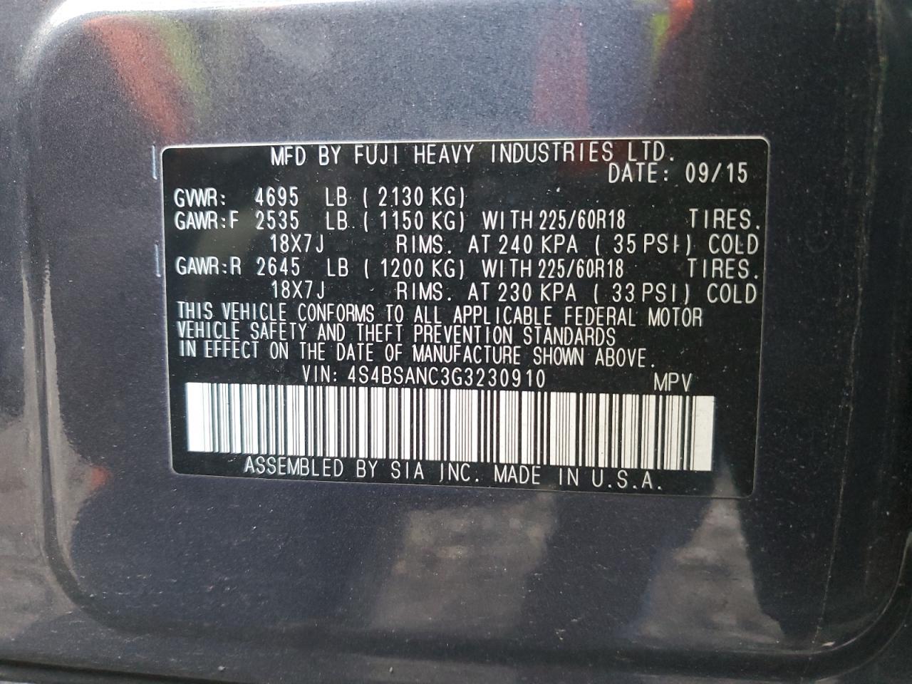 2016 Subaru Outback 2.5I Limited - zdjęcie 14