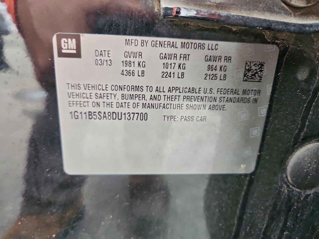 2013 Chevrolet Malibu Ls - zdjęcie 12