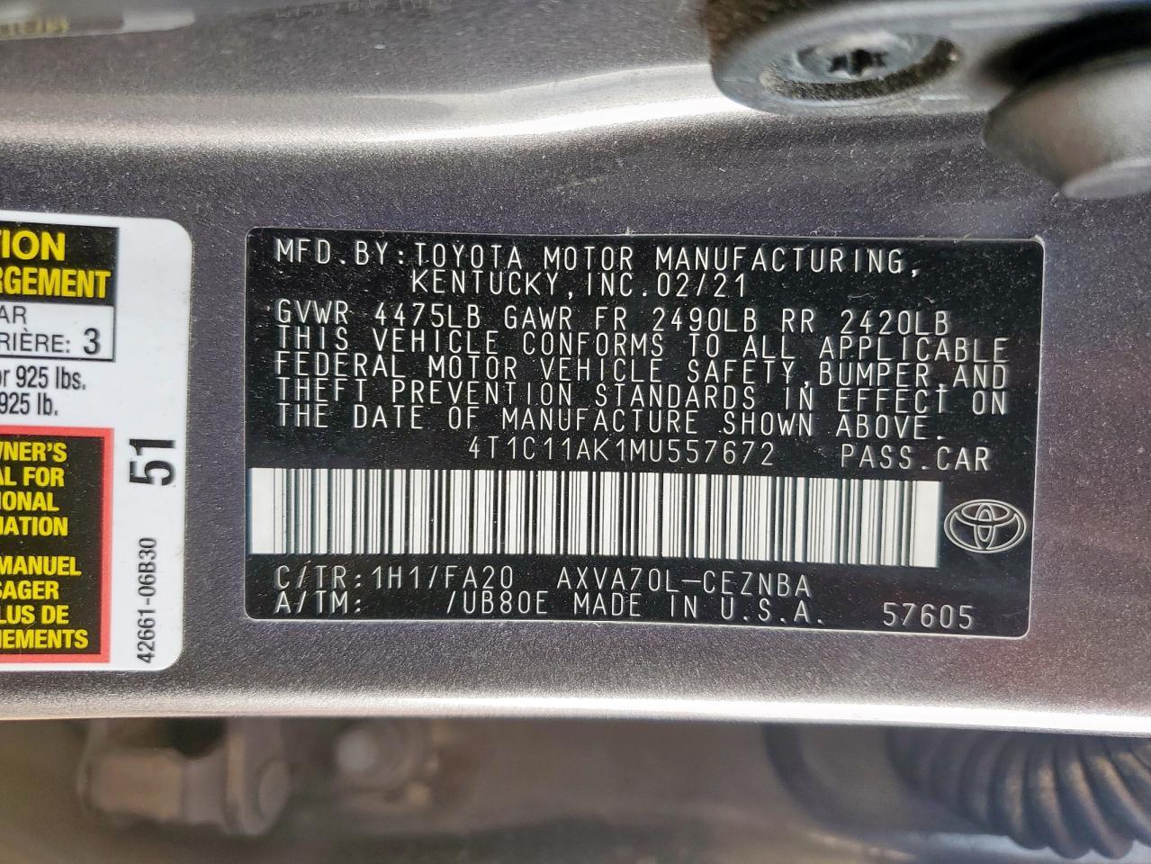 2021 Toyota Camry - zdjęcie 12