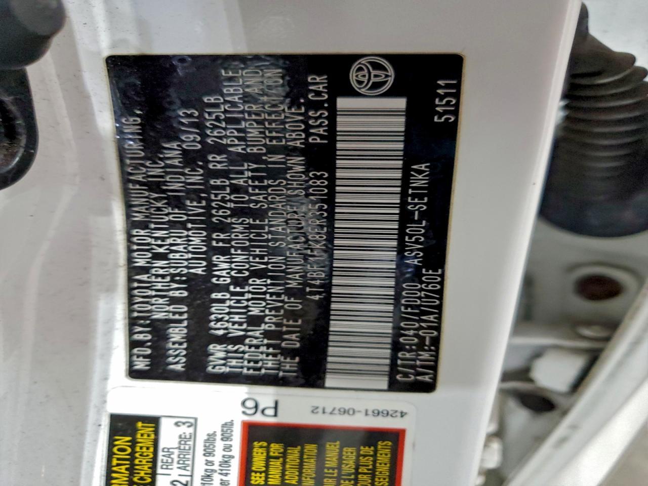 2014 Toyota Camry L - zdjęcie 12