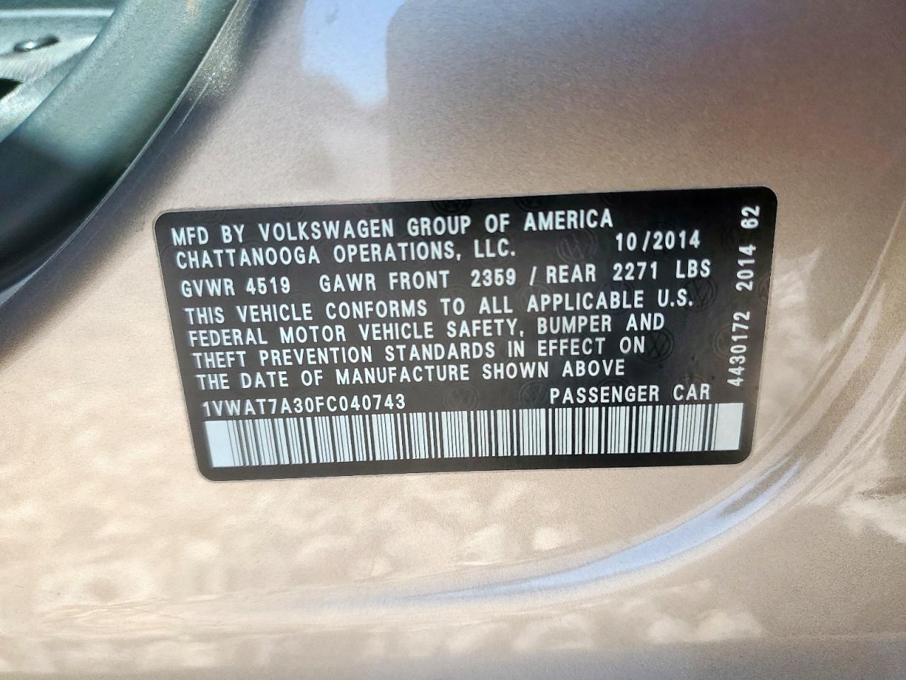 2015 Volkswagen Passat - zdjęcie 12