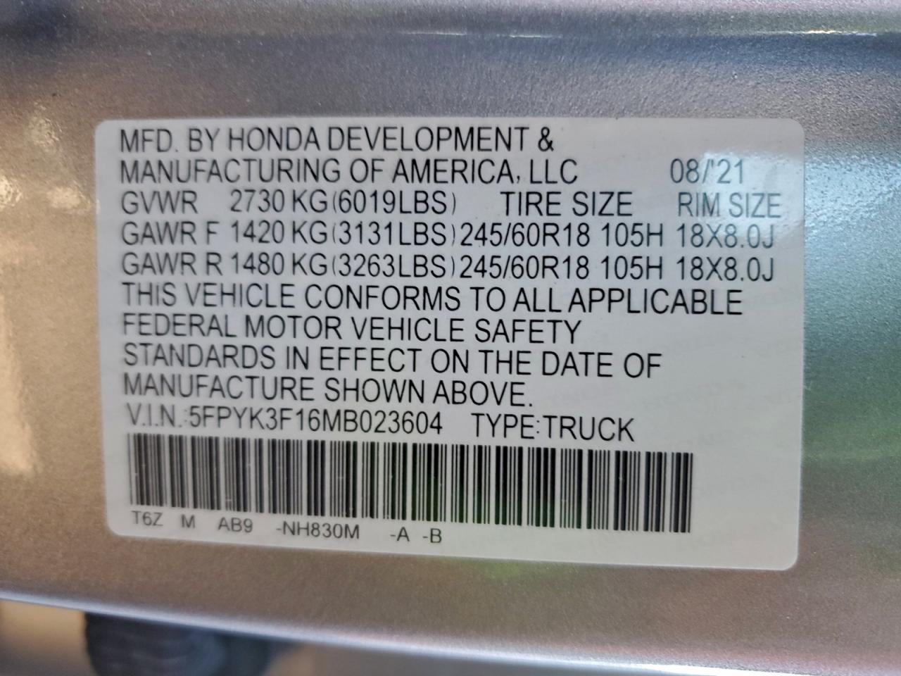 2021 Honda Ridgeline - zdjęcie 12