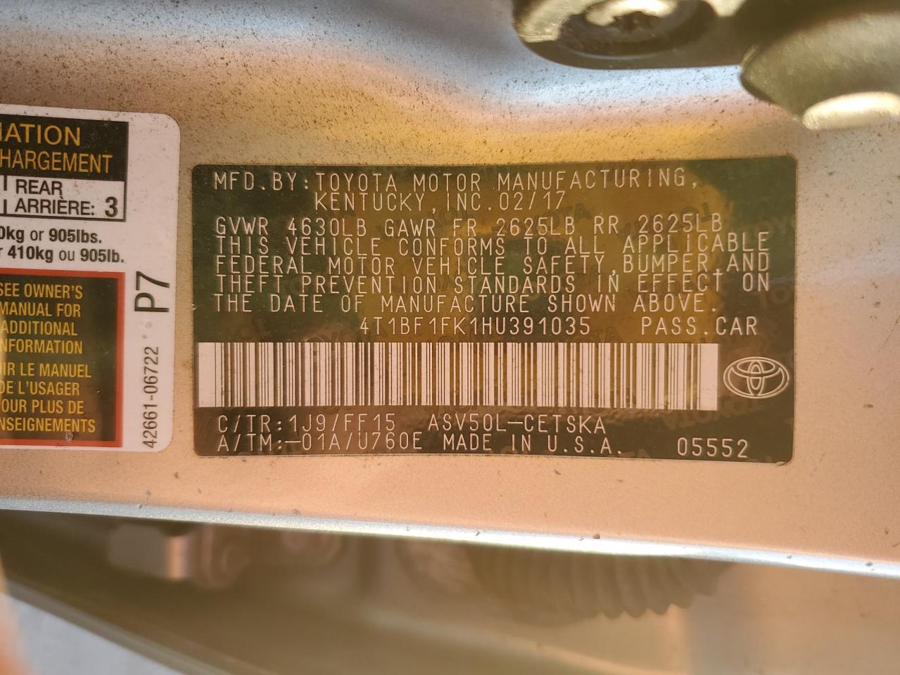 2017 Toyota Camry - zdjęcie 12