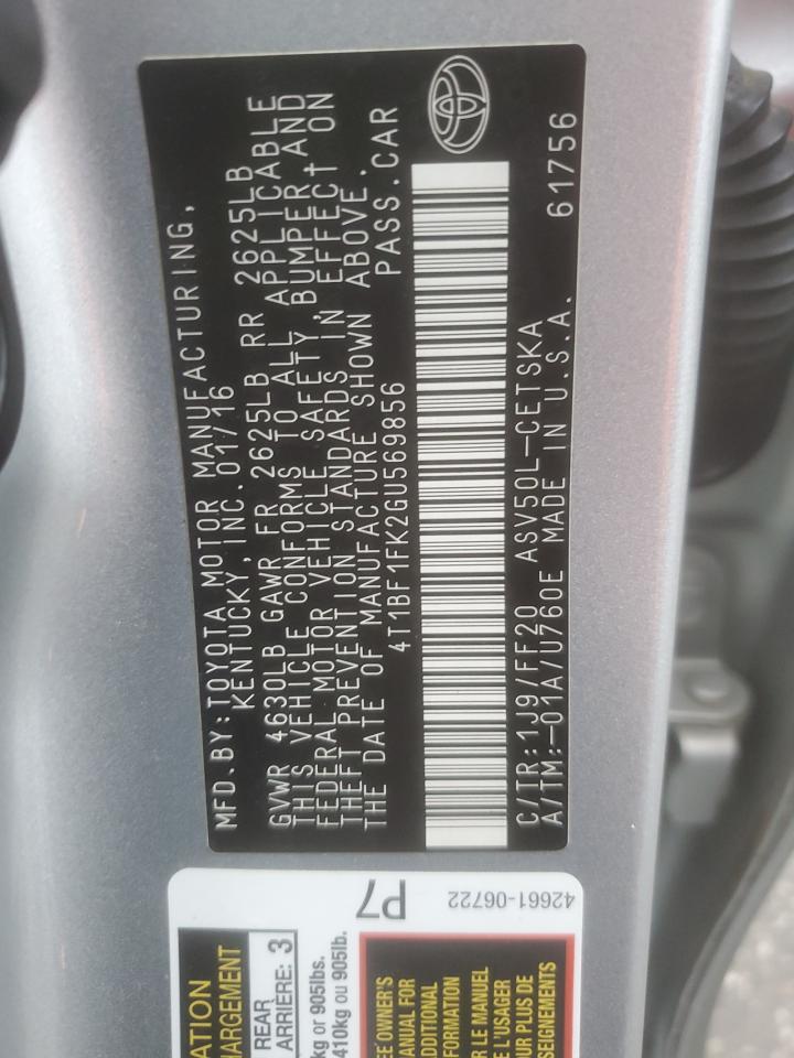 2016 Toyota Camry Le - zdjęcie 12