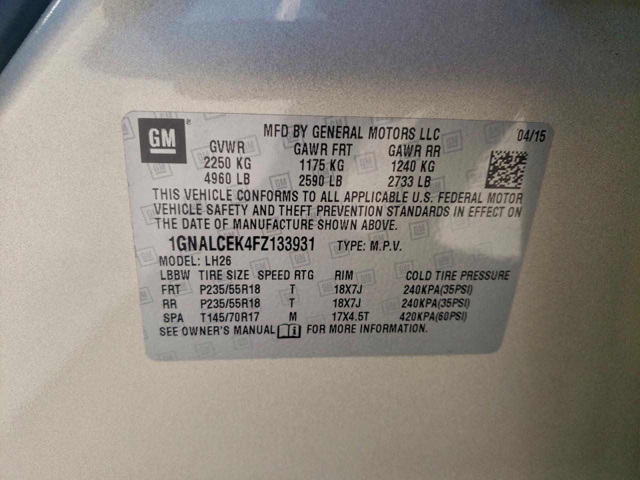 2015 Chevrolet Equinox Lt - zdjęcie 13