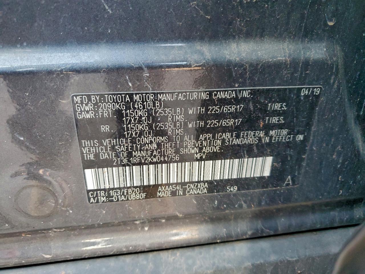 2019 Toyota Rav4 Le - zdjęcie 13