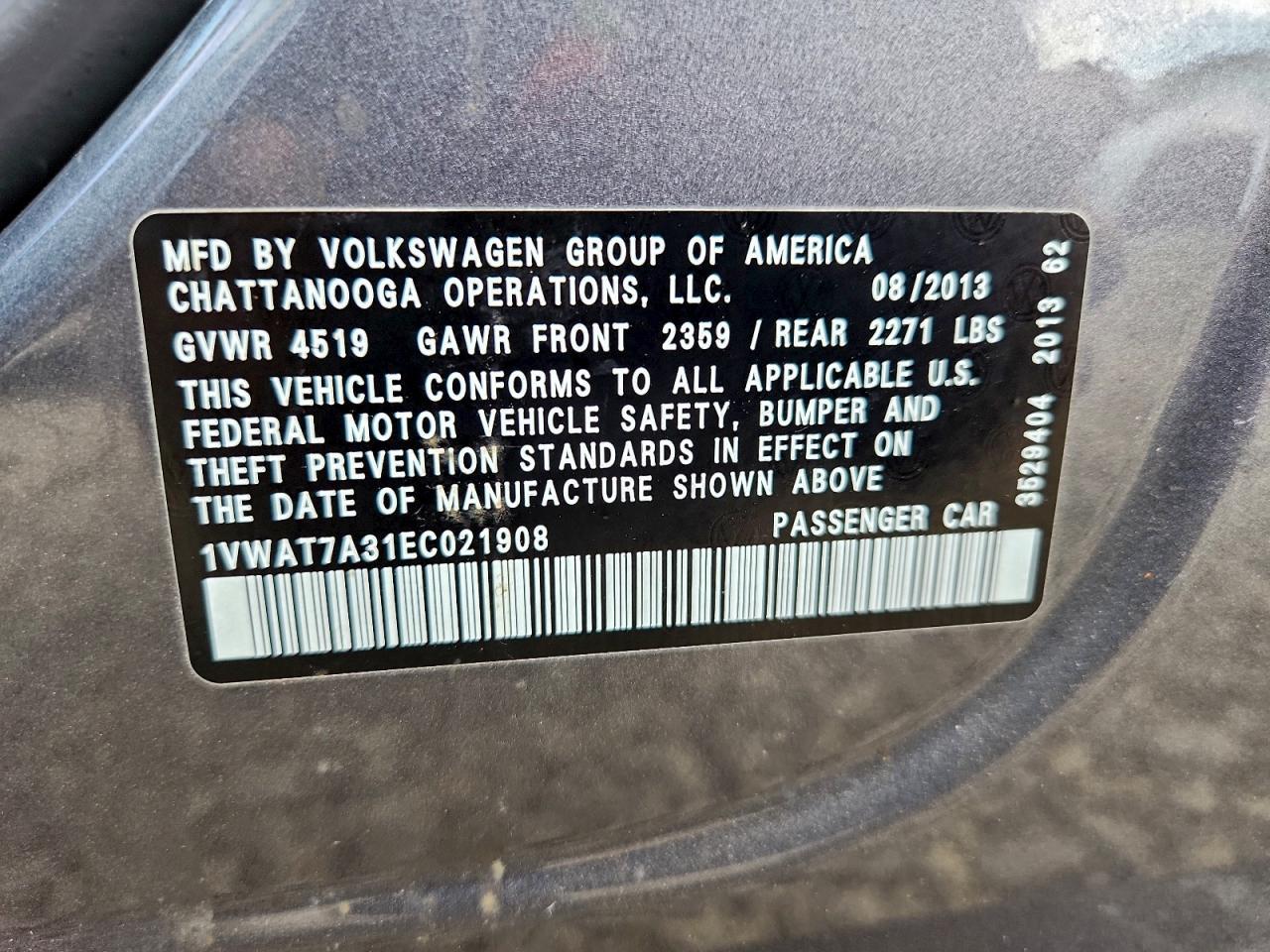 2014 Volkswagen Passat S - zdjęcie 13