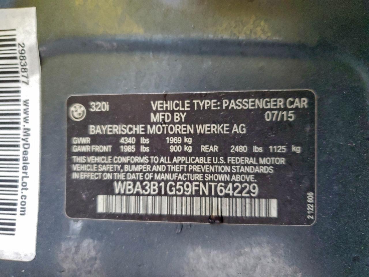 2015 BMW 320 I - zdjęcie 12