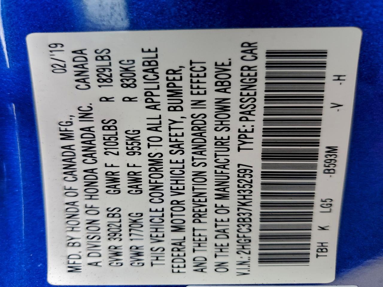 2019 Honda Civic Ex - zdjęcie 13