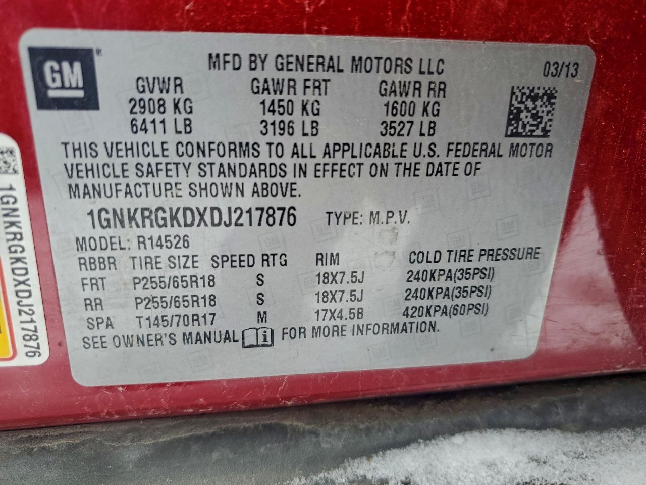 2013 Chevrolet Traverse Lt - zdjęcie 12