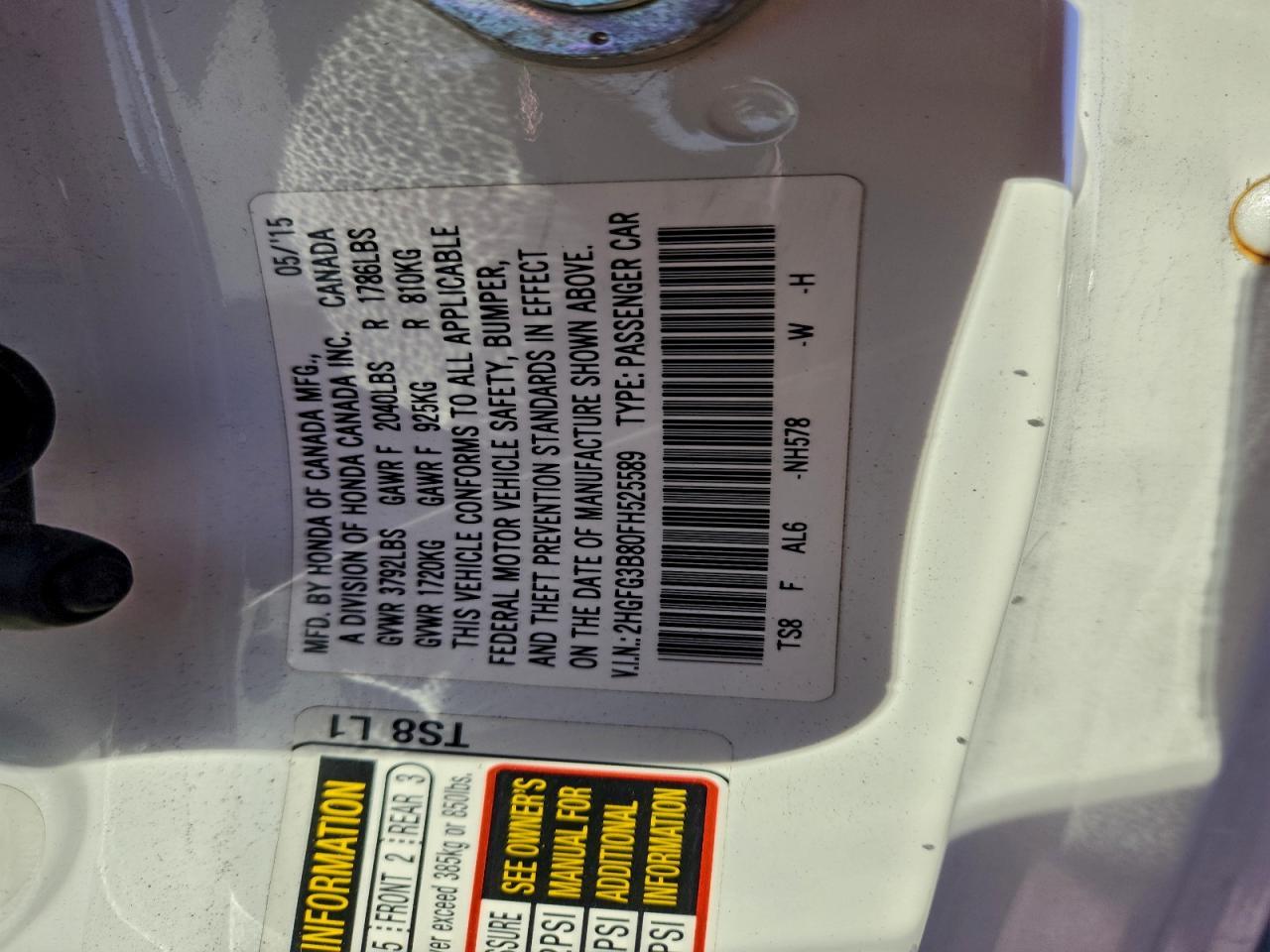 2015 Honda Civic Ex - zdjęcie 12