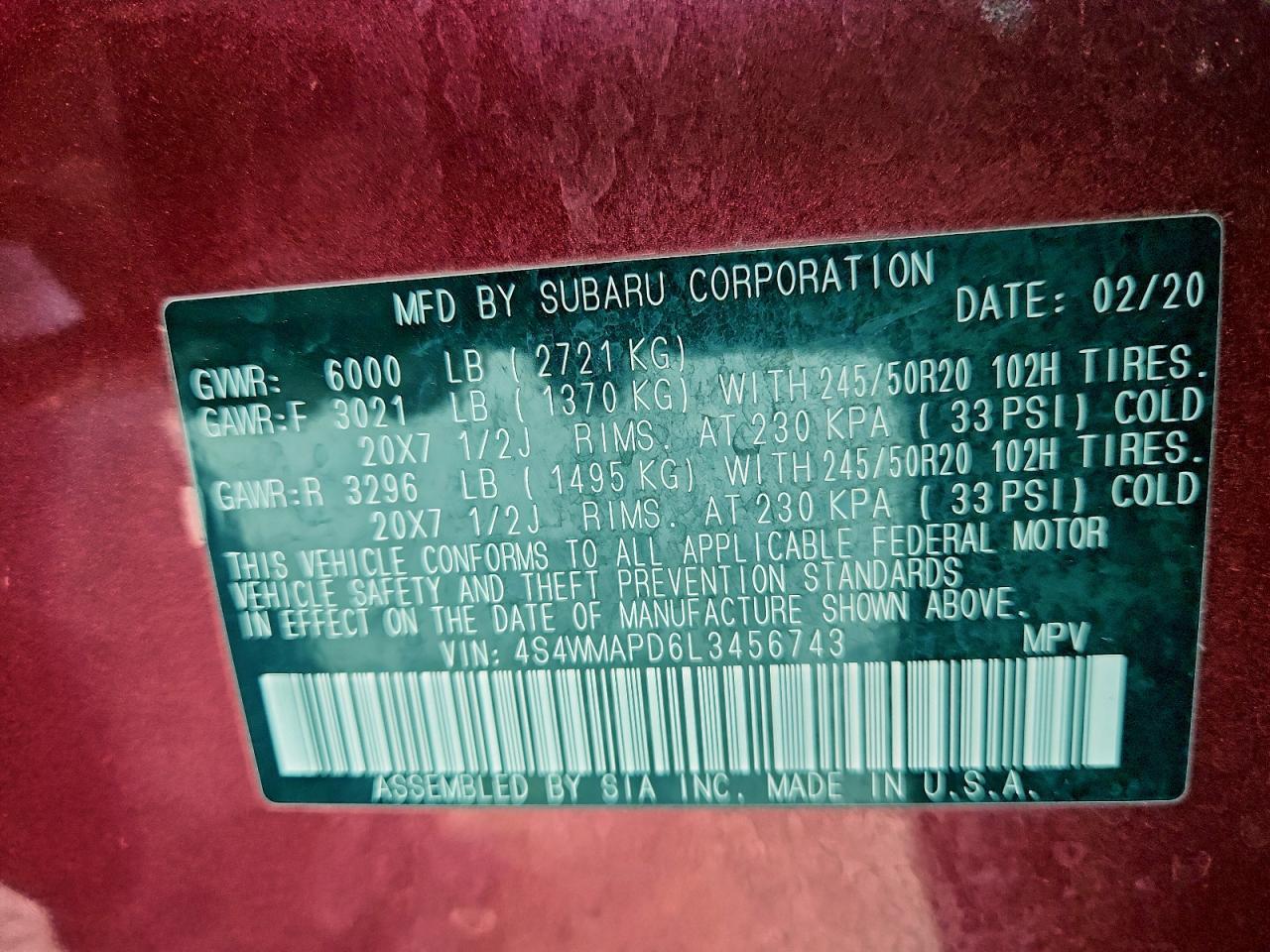 2020 Subaru Ascent Limited - zdjęcie 13