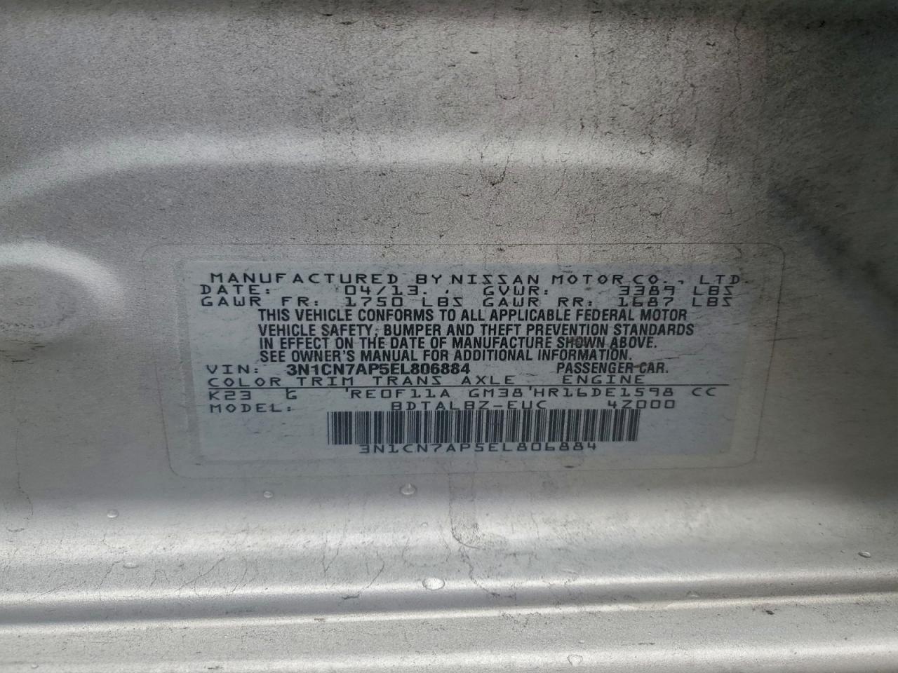 2014 Nissan Versa S - zdjęcie 13