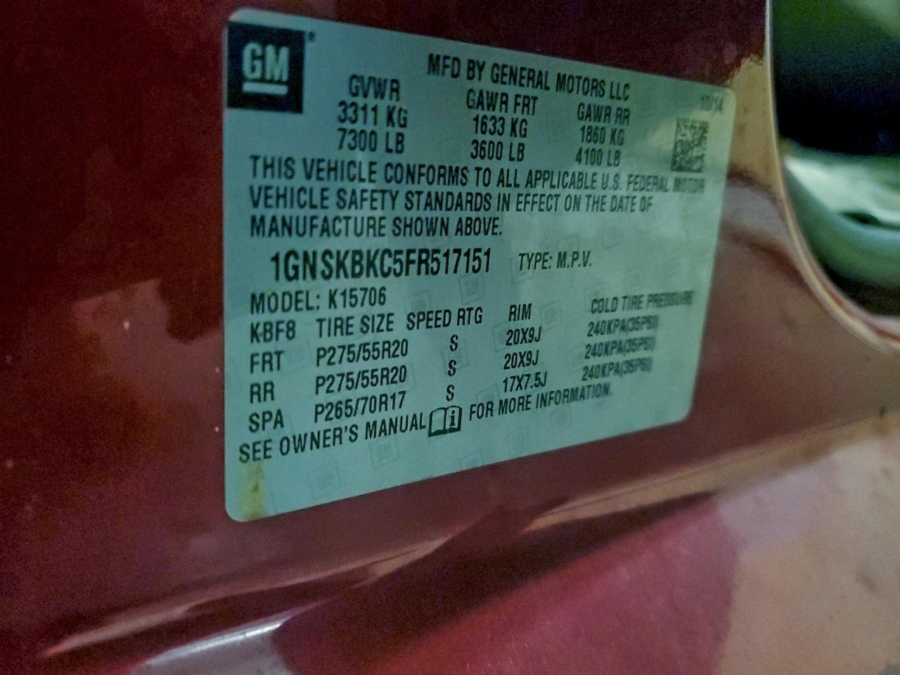 2015 Chevrolet Tahoe K1500 Lt - zdjęcie 13